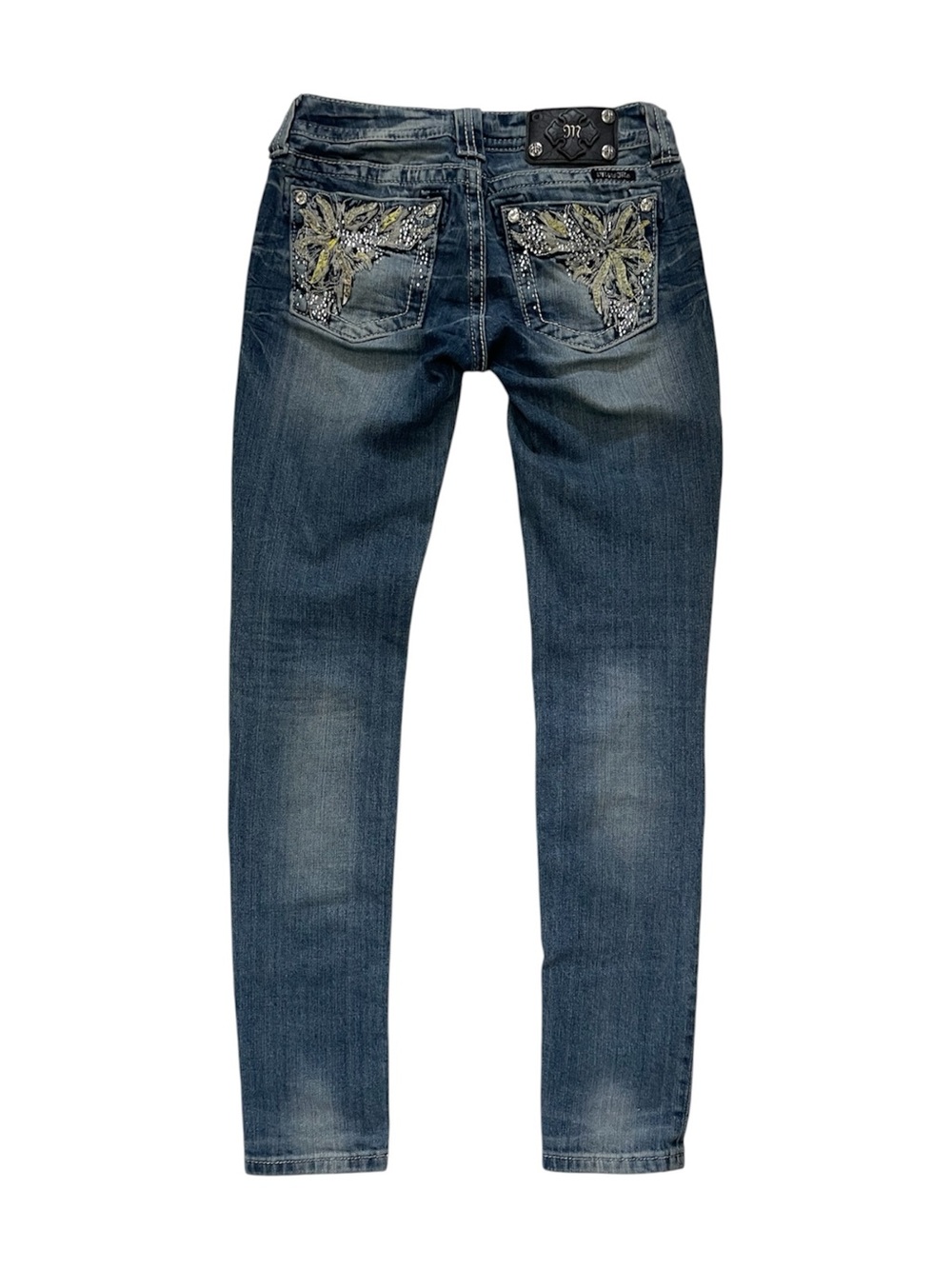 Miss Me Bedazzled Embroidered Low Rise Skinny Jeans